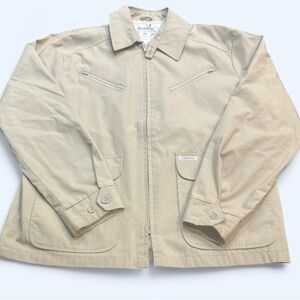 VINTAGE Cambridge tan  zip up jacket with pockets Size Medium